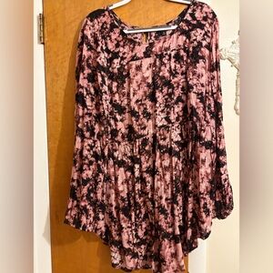 Torrid Pink and Black Tie-Dye Blouse